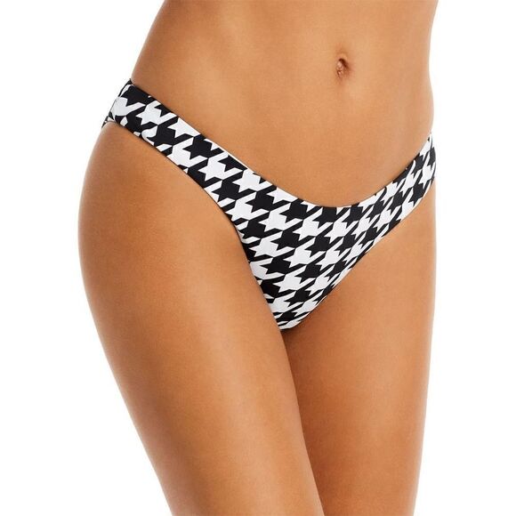 1706 Aqua Swim Women Foldover Houndstooth Beachwear Swim Bottom BLACK WHT sz S - Picture 1 of 1